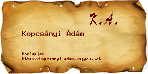 Kopcsányi Ádám névjegykártya